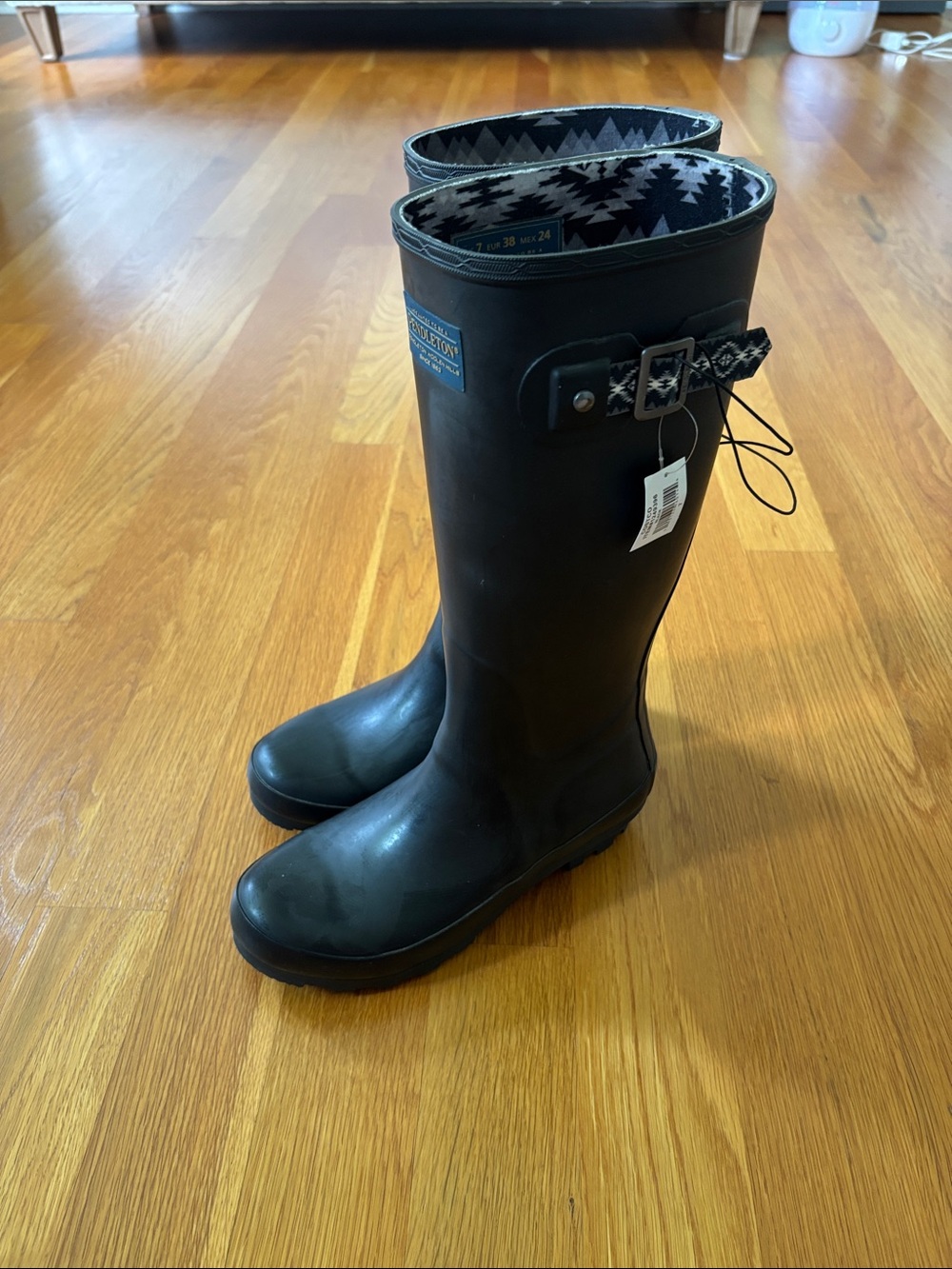 Pendleton Black Rain Boots with Geometric Lining